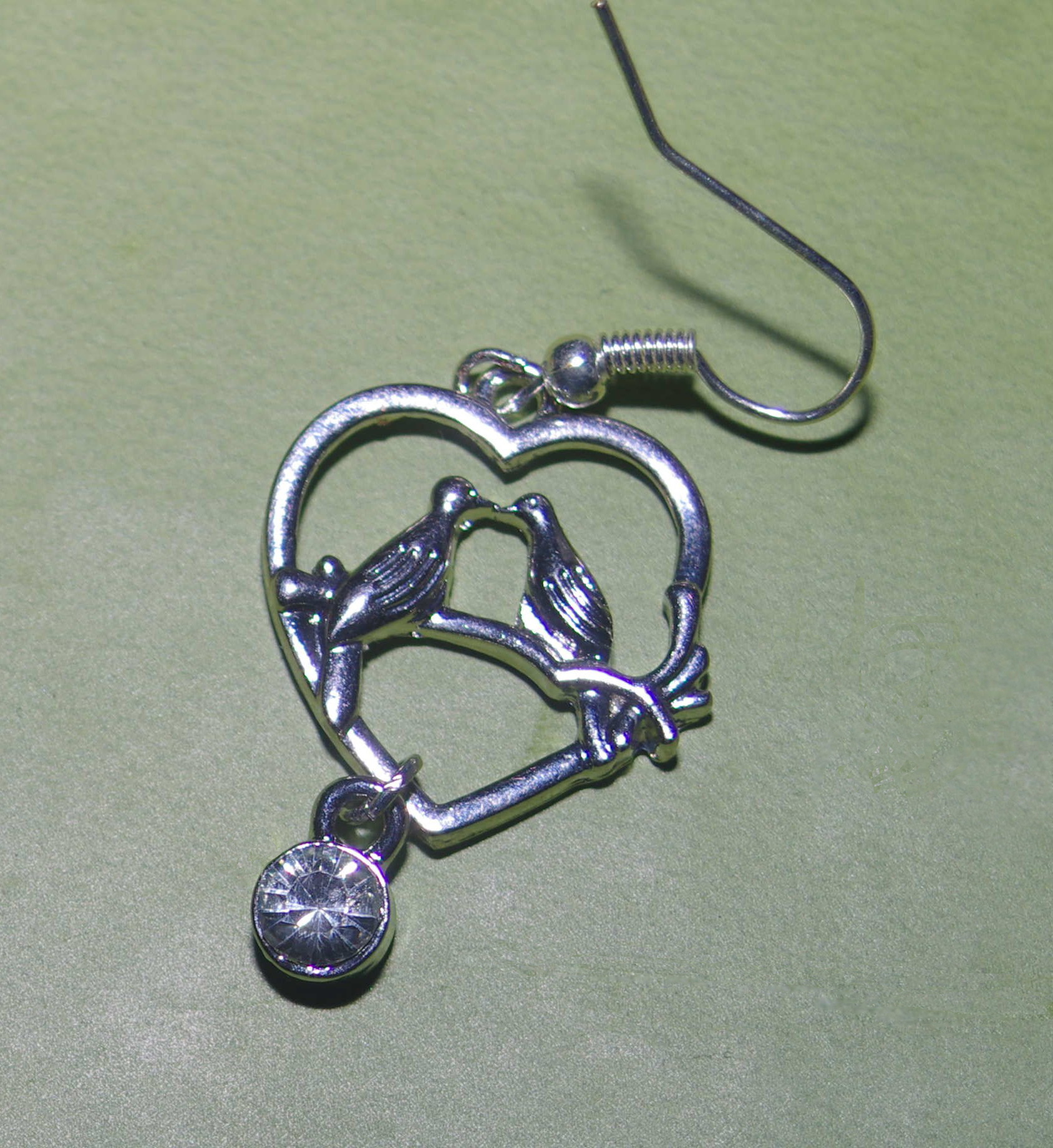 Keychain to earring– silver lovebirds